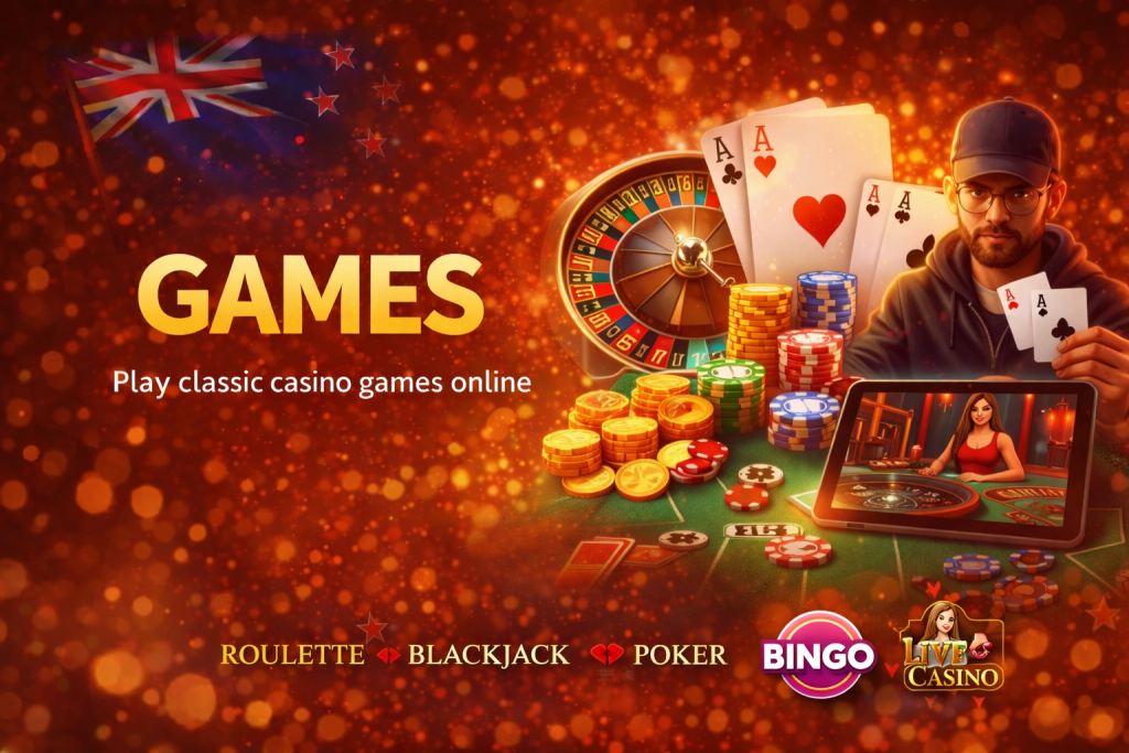 Casino games at Villento Casino including Roulette, Blackjack, Poker, Bingo and Live Casino with mobile gameplay for New Zealand players